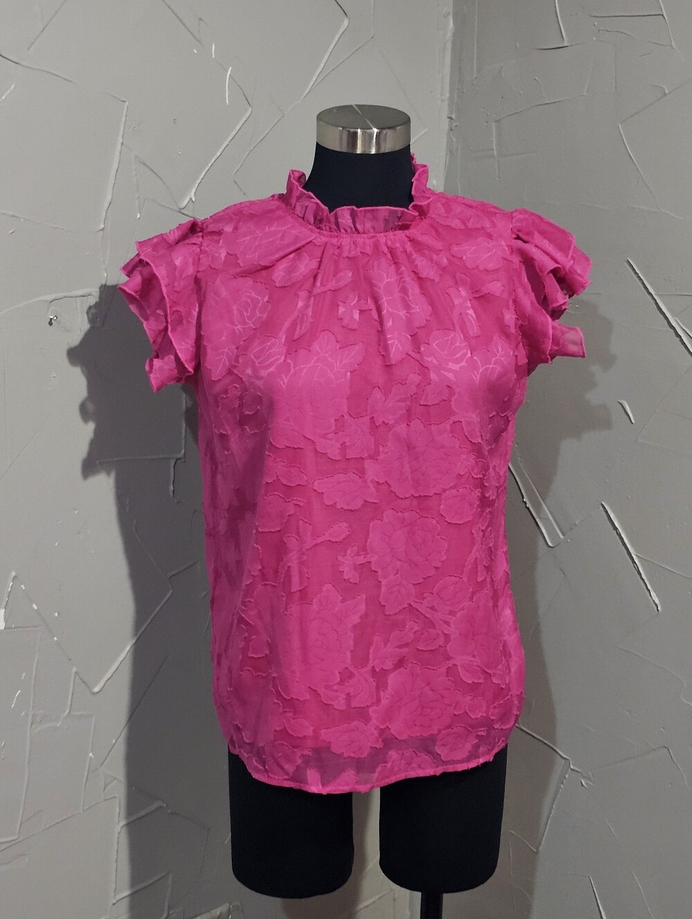 Women’s Pink Floral Ruffle Sleeve Blouse